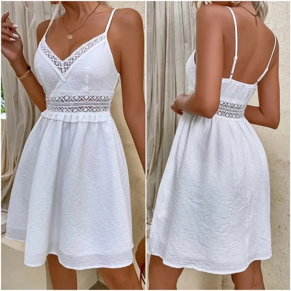 Boho lace Ruffle Mini Dress - Picture 3 of 5